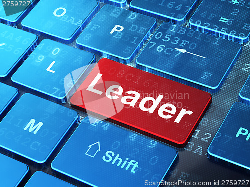 Image of Finance concept: Leader on computer keyboard background