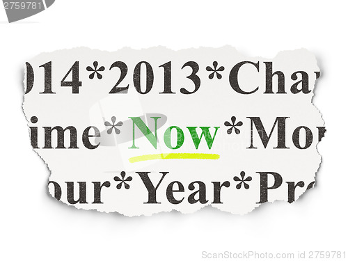 Image of Time concept: Now on Paper background