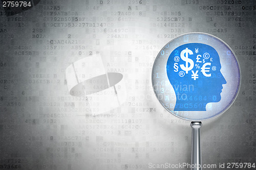 Image of Education concept:  Finance Symbol with optical glass on digital