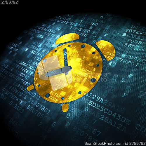 Image of Timeline concept: Alarm Clock on digital background