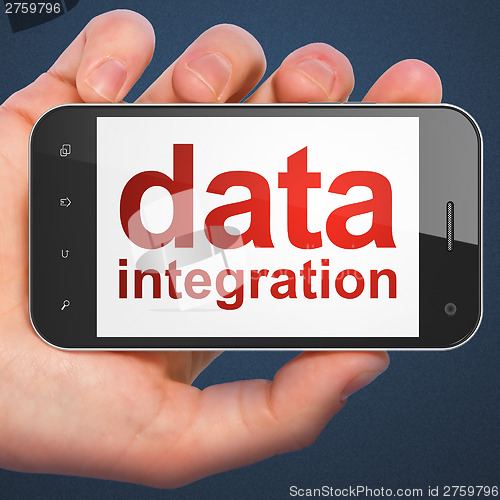 Image of Information concept: Data Integration on smartphone