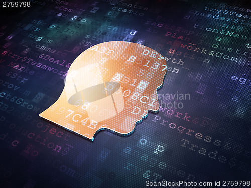 Image of Marketing concept: Golden Head on digital background