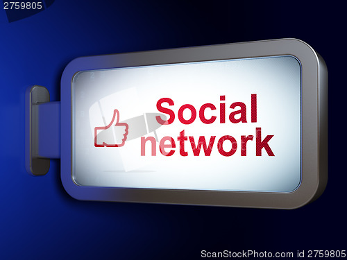 Image of Social network concept: Social Network and Like on billboard bac