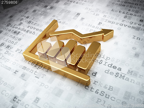 Image of Marketing concept: Golden Growth Graph on digital background