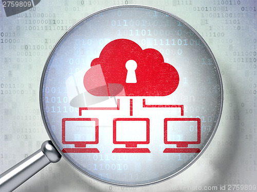 Image of Protection concept:  Cloud Network with optical glass on digital