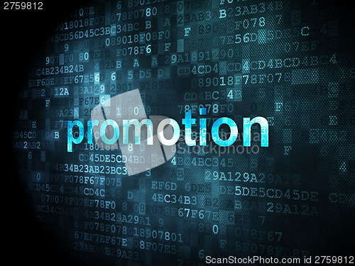 Image of Advertising concept: Promotion on digital background