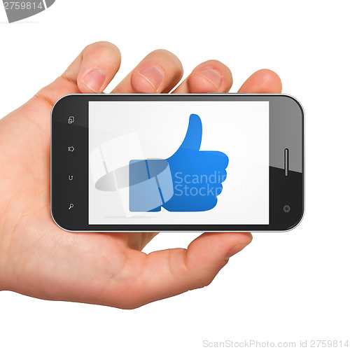 Image of Social media concept: Like on smartphone