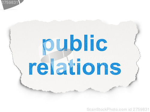 Image of Advertising concept: Public Relations on Paper background