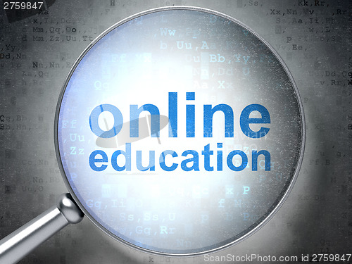 Image of Education concept: Online Education with optical glass on digita