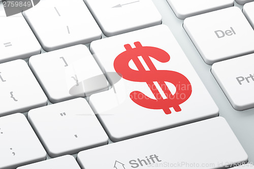 Image of Currency concept: Dollar on computer keyboard background