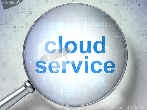 Image of Networking concept: Cloud Service with optical glass on digital