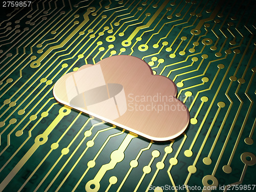 Image of Networking concept: Cloud on circuit board background