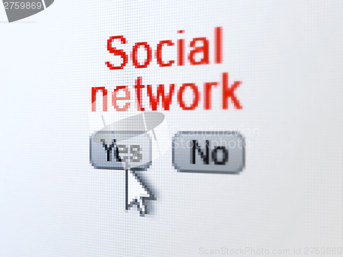 Image of Social network concept: Social Network on digital computer scree