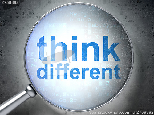 Image of Education concept: Think Different with optical glass