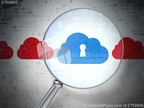 Image of Technology concept: Cloud Whis Keyhole with optical glass