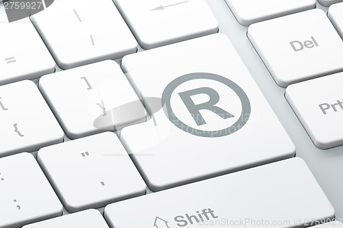 Image of Law concept: Registered on computer keyboard background