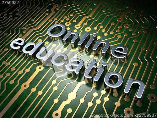 Image of Education concept: Online Education on circuit board background