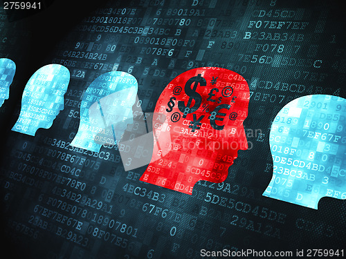 Image of Finance concept: Head Whis Money on digital background