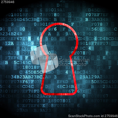 Image of Information concept: Keyhole on digital background