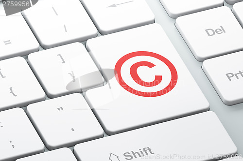 Image of Law concept: Copyright on computer keyboard background