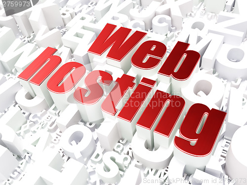 Image of SEO web design concept: Web Hosting on alphabet background