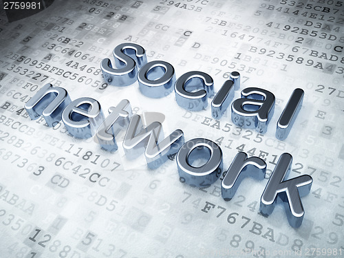 Image of Social network concept: Silver Social Network on digital backgro