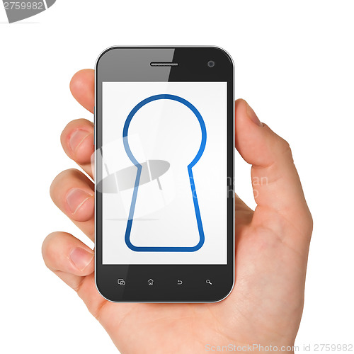 Image of Information concept: Keyhole on smartphone