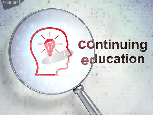 Image of Education concept: Head Whis Lightbulb and Continuing Education