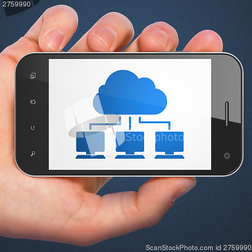 Image of Cloud technology concept: Cloud Network on smartphone