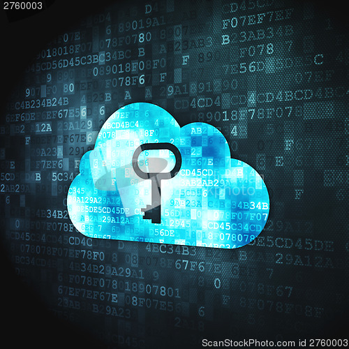 Image of Cloud computing concept: Cloud Whis Key on digital background
