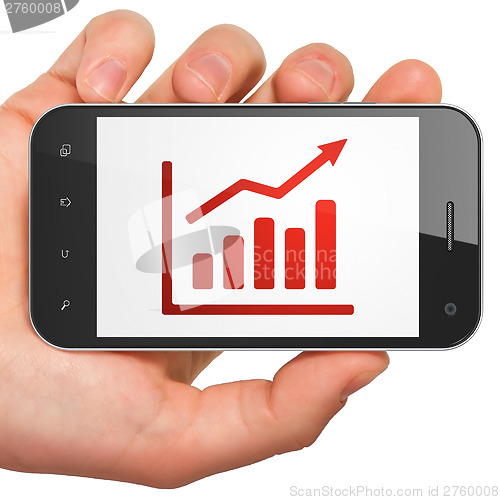 Image of Advertising concept: Growth Graph on smartphone