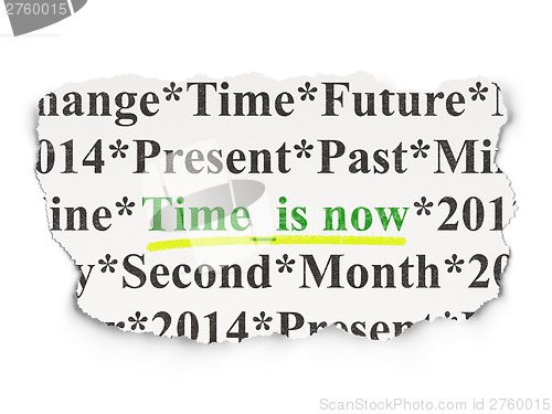 Image of Time concept: Time is Now on Paper background