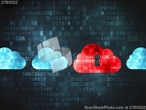 Image of Cloud computing concept: Cloud Whis Keyhole on digital backgroun