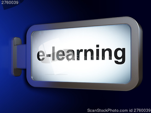 Image of Education concept: E-learning on billboard background