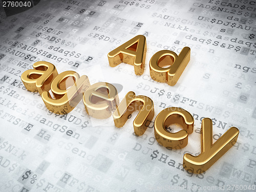 Image of Advertising concept: Golden Ad Agency on digital background