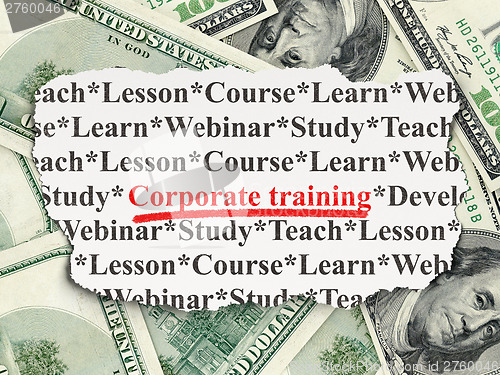 Image of Education concept: Corporate Training on Money background