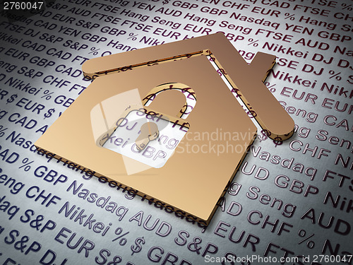 Image of Business concept: Golden Home on Money background