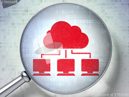 Image of Cloud technology concept:  Cloud Network with optical glass