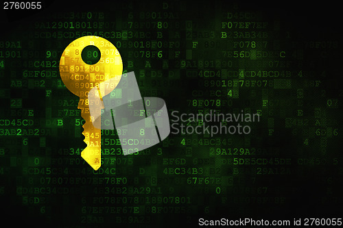 Image of Safety concept: Key on digital background