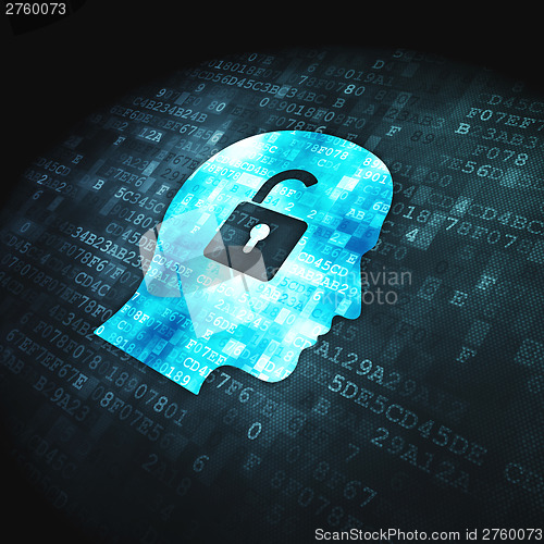 Image of Business concept: Head Whis Padlock on digital background