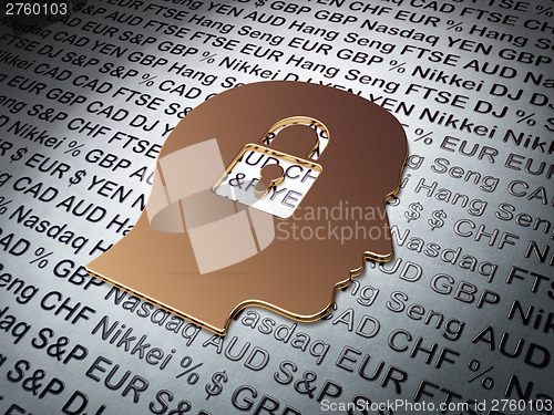 Image of Finance concept: Golden Head Whis Padlock on Money background