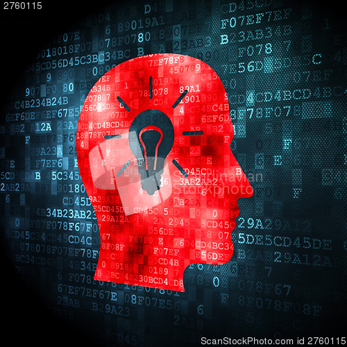Image of Education concept: Head Whis Light Bulb on digital background