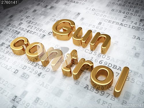 Image of Privacy concept: Golden Gun Control on digital background