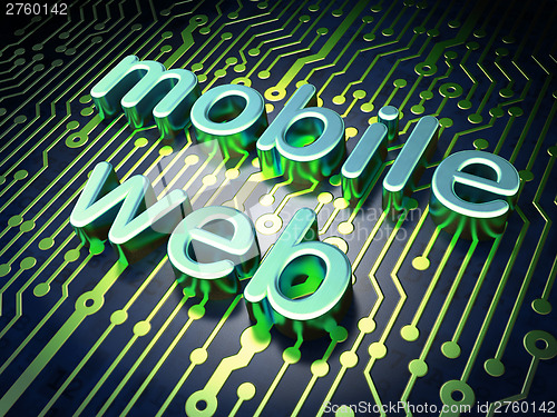 Image of SEO web development concept: Mobile Web on circuit board backgro