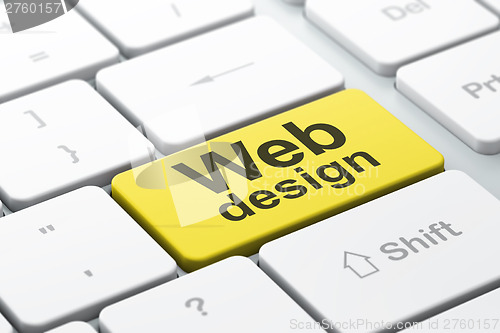 Image of SEO web development concept: Web Design on computer keyboard bac
