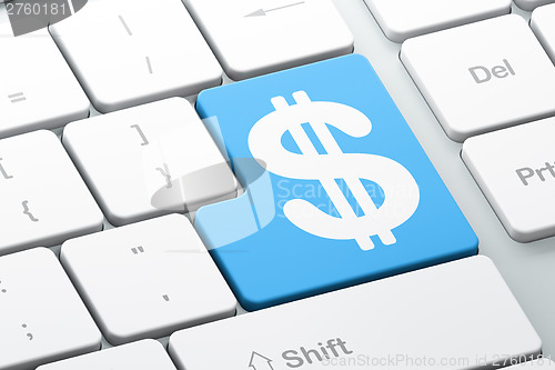 Image of Currency concept: Dollar on computer keyboard background