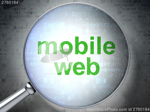 Image of SEO web development concept: Mobile Web with optical glass