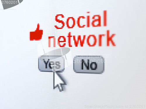 Image of Social network concept: Like icon and Social Network on digital