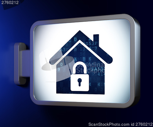 Image of Safety concept: Home on billboard background