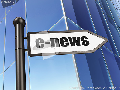 Image of News concept: E-news on Building background